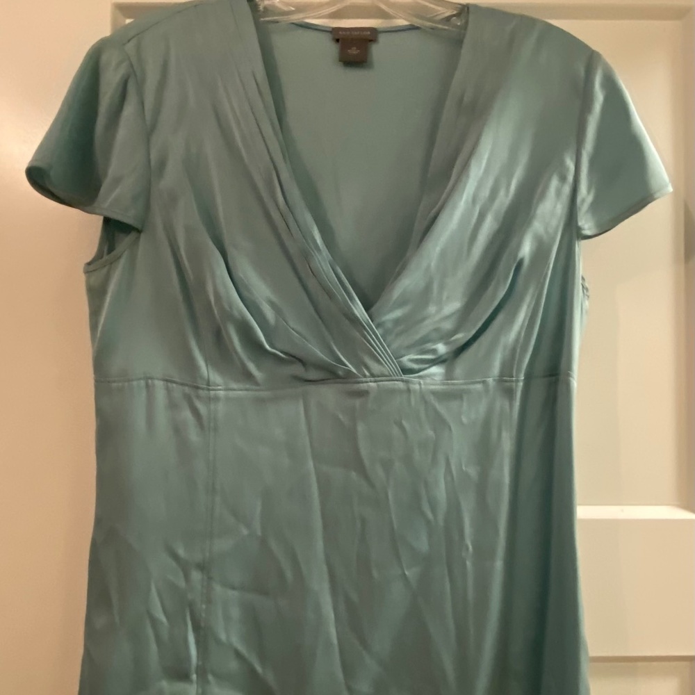Ann Taylor Light Teal Satin Camisole Top